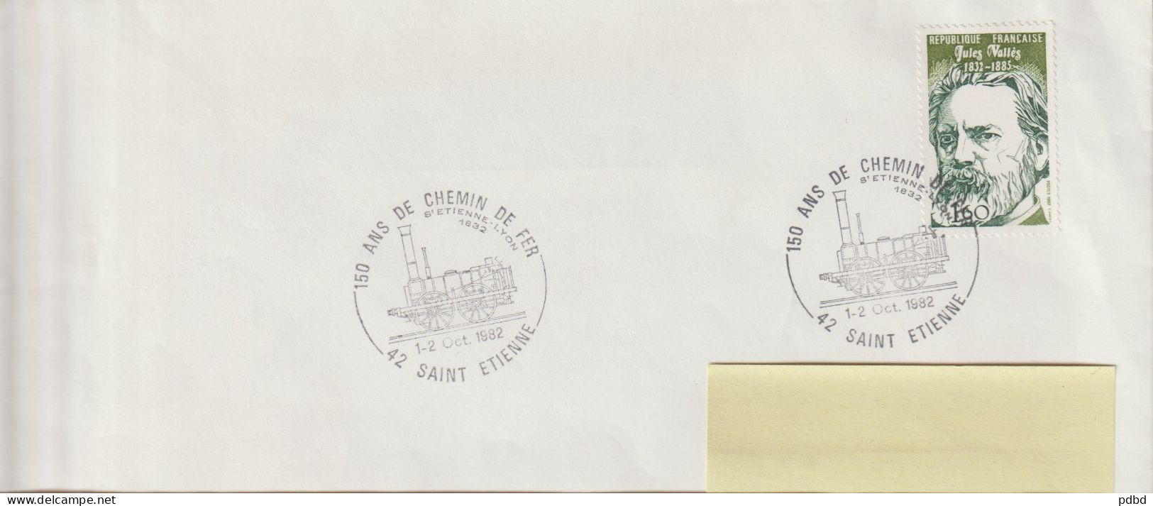 FT 25 . 42 . Saint-Etienne . 150 Ans Chemin De Fer . 01 10 1982 . Oblitération . - Commemorative Postmarks