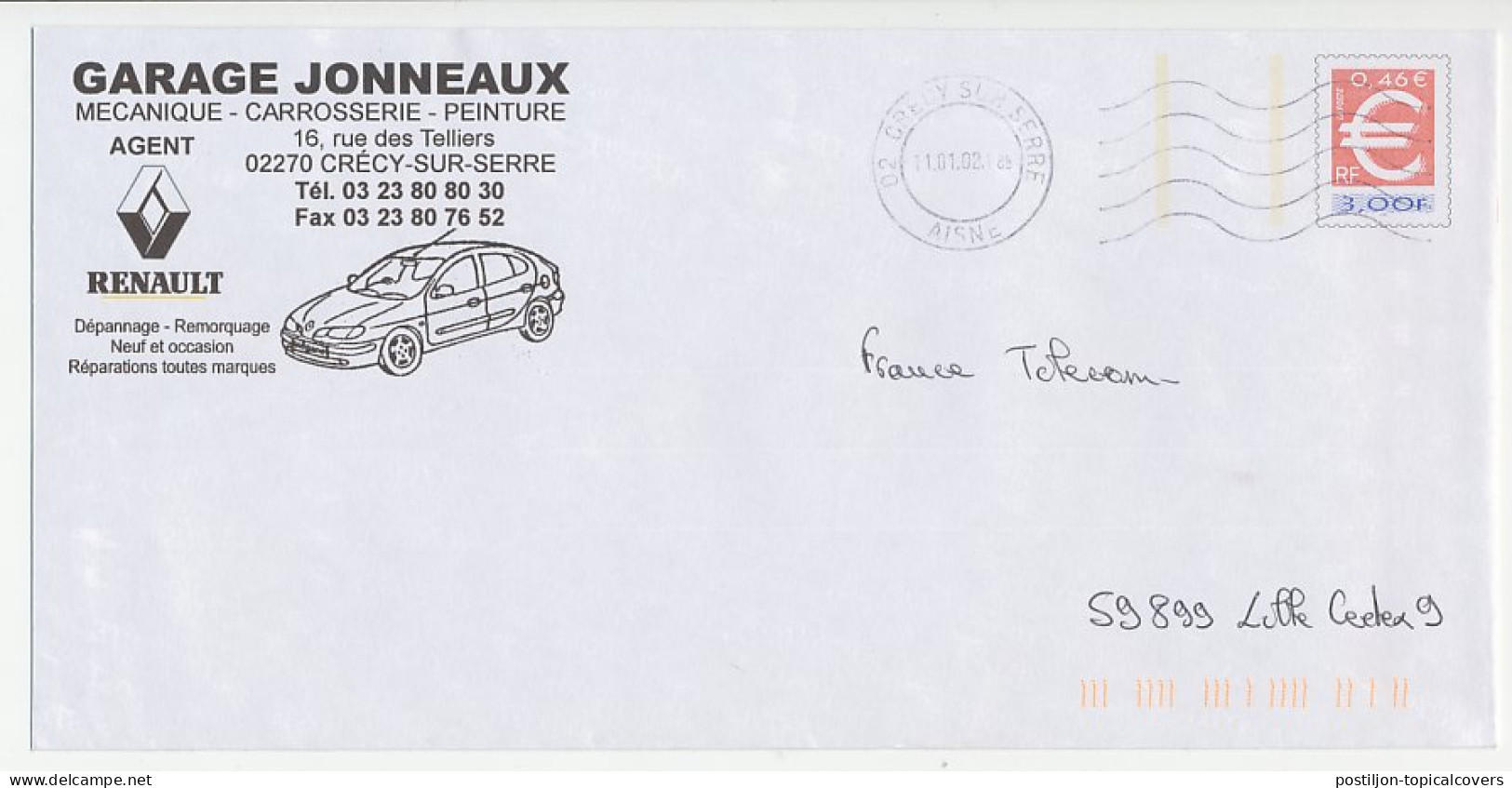 Postal Stationery / PAP France 2002 Car - Renault - Cars