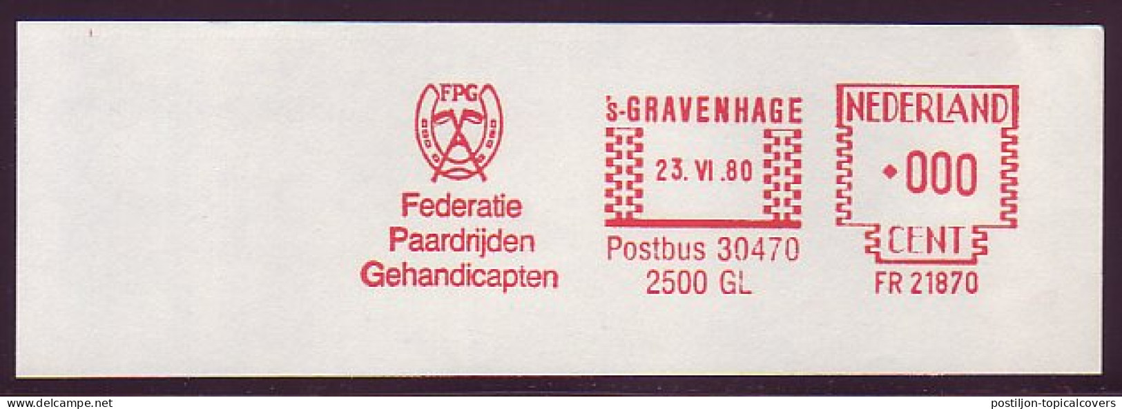 Test Meter Strip Netherlands 1980 Federation Horse Riding Disabled People - Horses