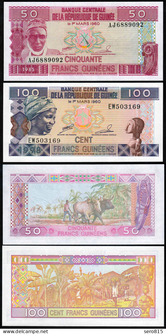 GUINEA - GUINEE 50 + 100 Francs 1985/98 Banknote Pick 29 + 35  UNC (1)   (14213 - Autres - Afrique