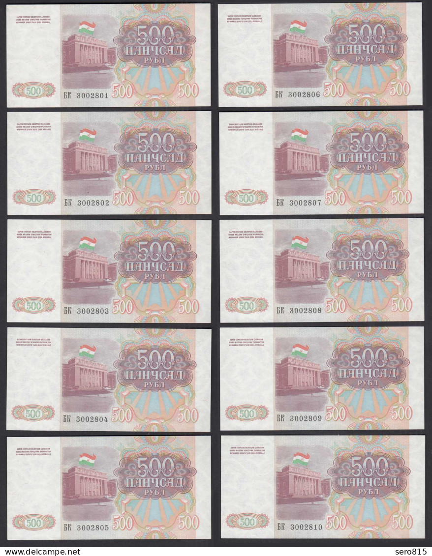 Tadschikistan - Tajikistan 10 Stück á 500 Rubel 1994 Pick 8a UNC (1)   (89250 - Andere - Azië