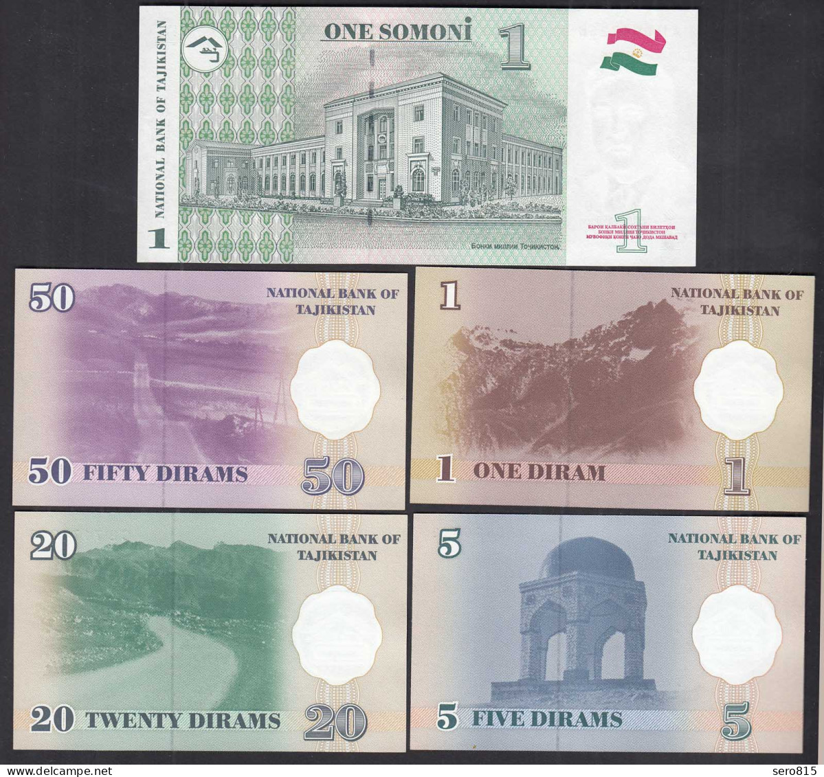 TADSHIKISTAN - TAJIKISTAN 1, 1, 5, 20, 50 Dirams Banknoten 1999 UNC (1)   (31875 - Autres - Asie