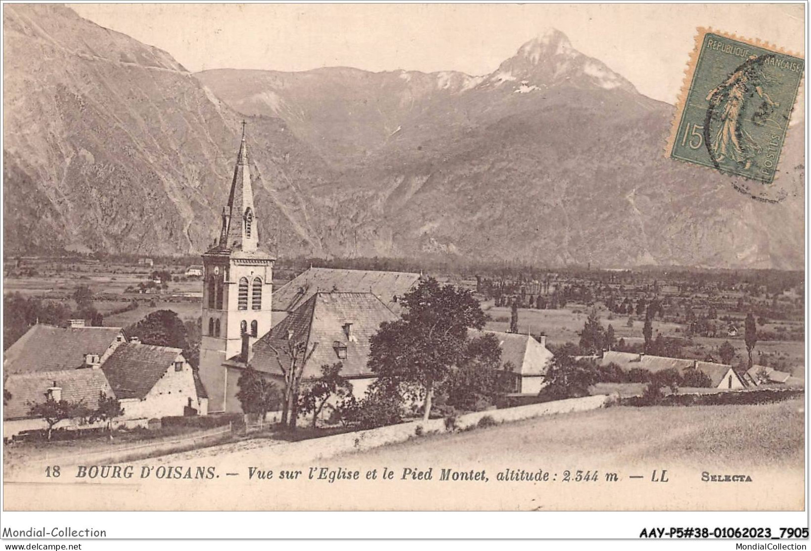 AAYP5-38-0411 -  BOURG-D'OISANS - Vue Sur L'Eglise Et Le Pied Montet - Bourg-d'Oisans