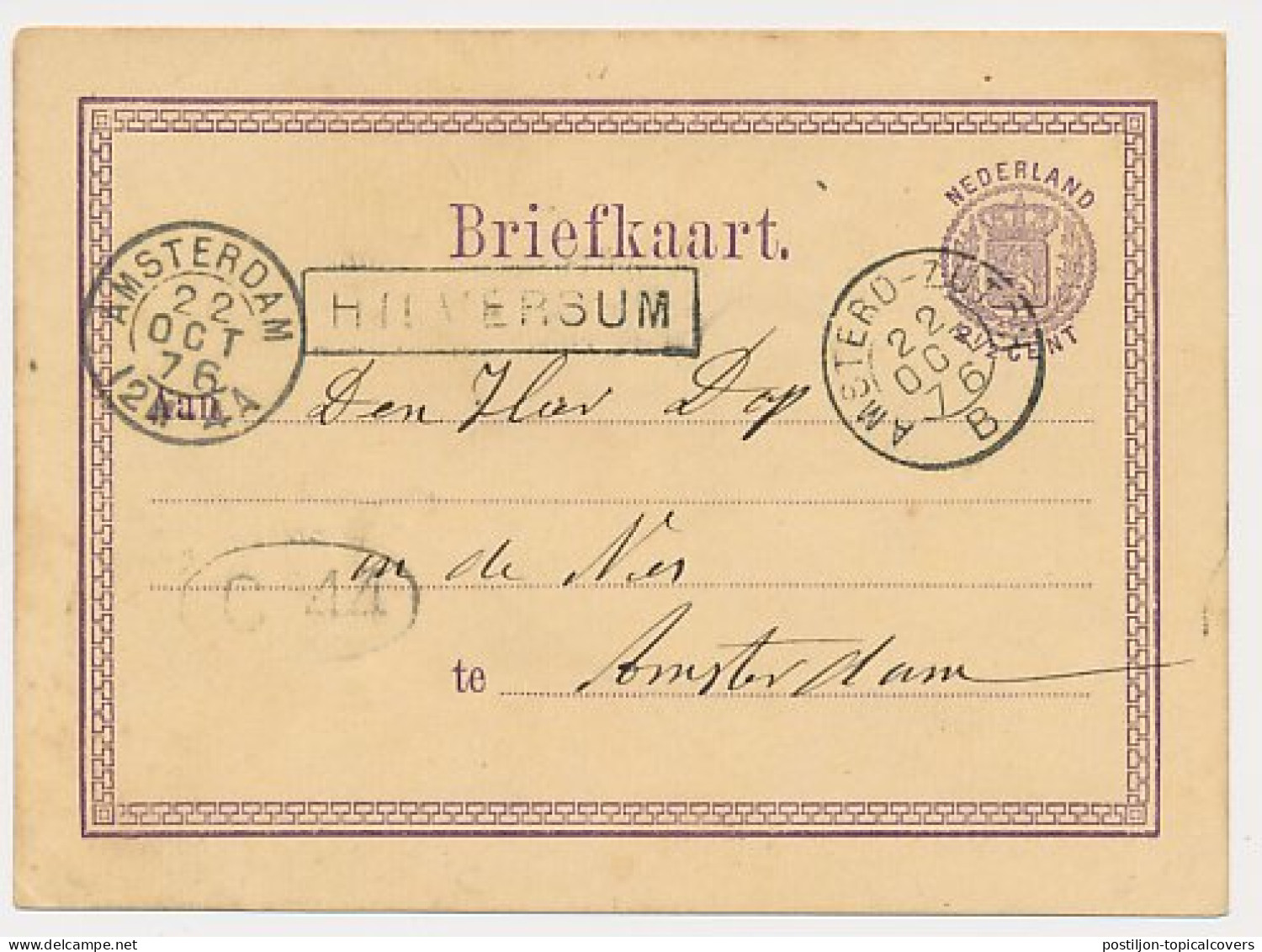Trein Haltestempel Hilversum 1876 - Lettres & Documents