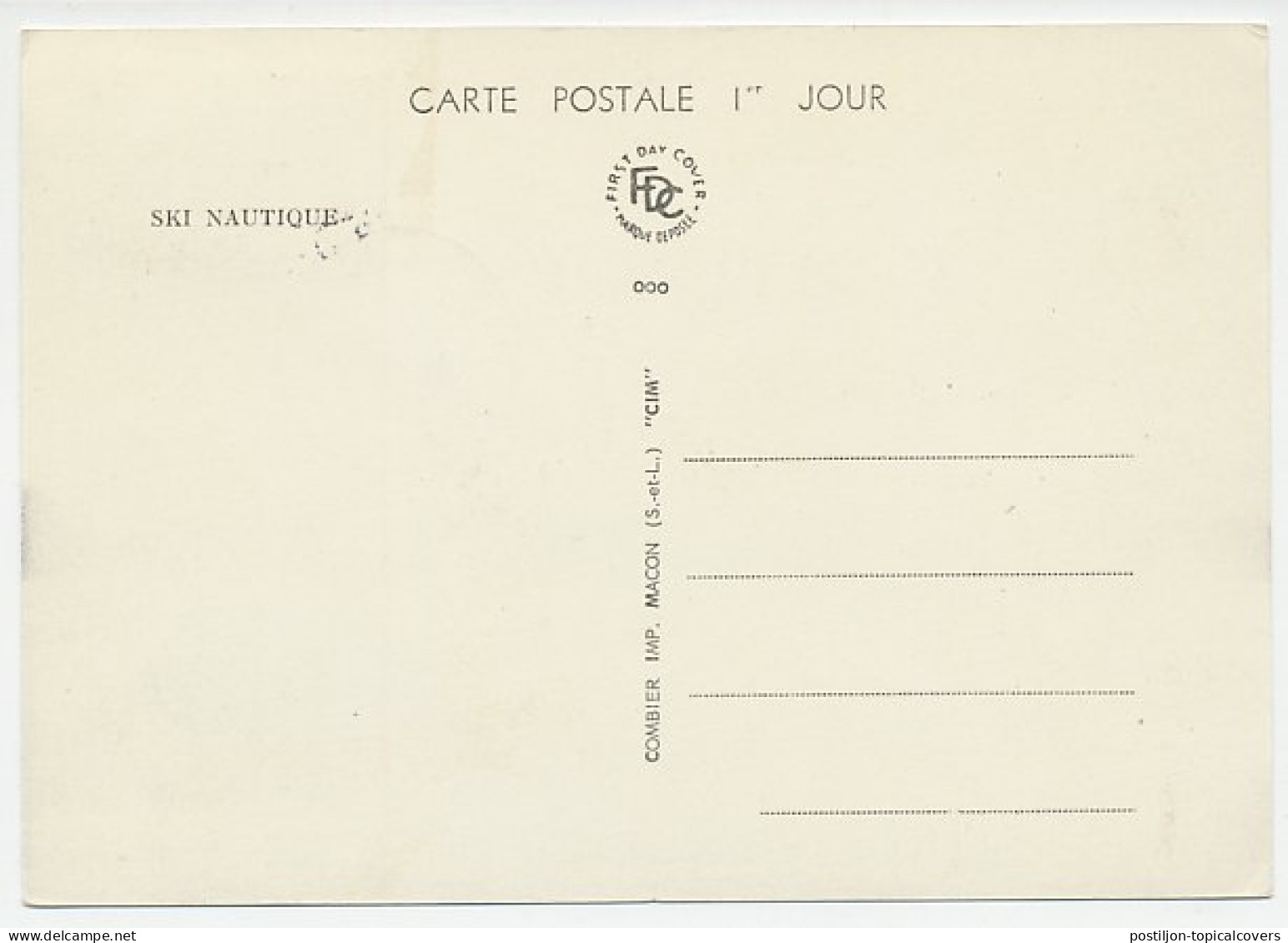 Maximum Card France 1963 Water Skiing - World Championship - Other & Unclassified