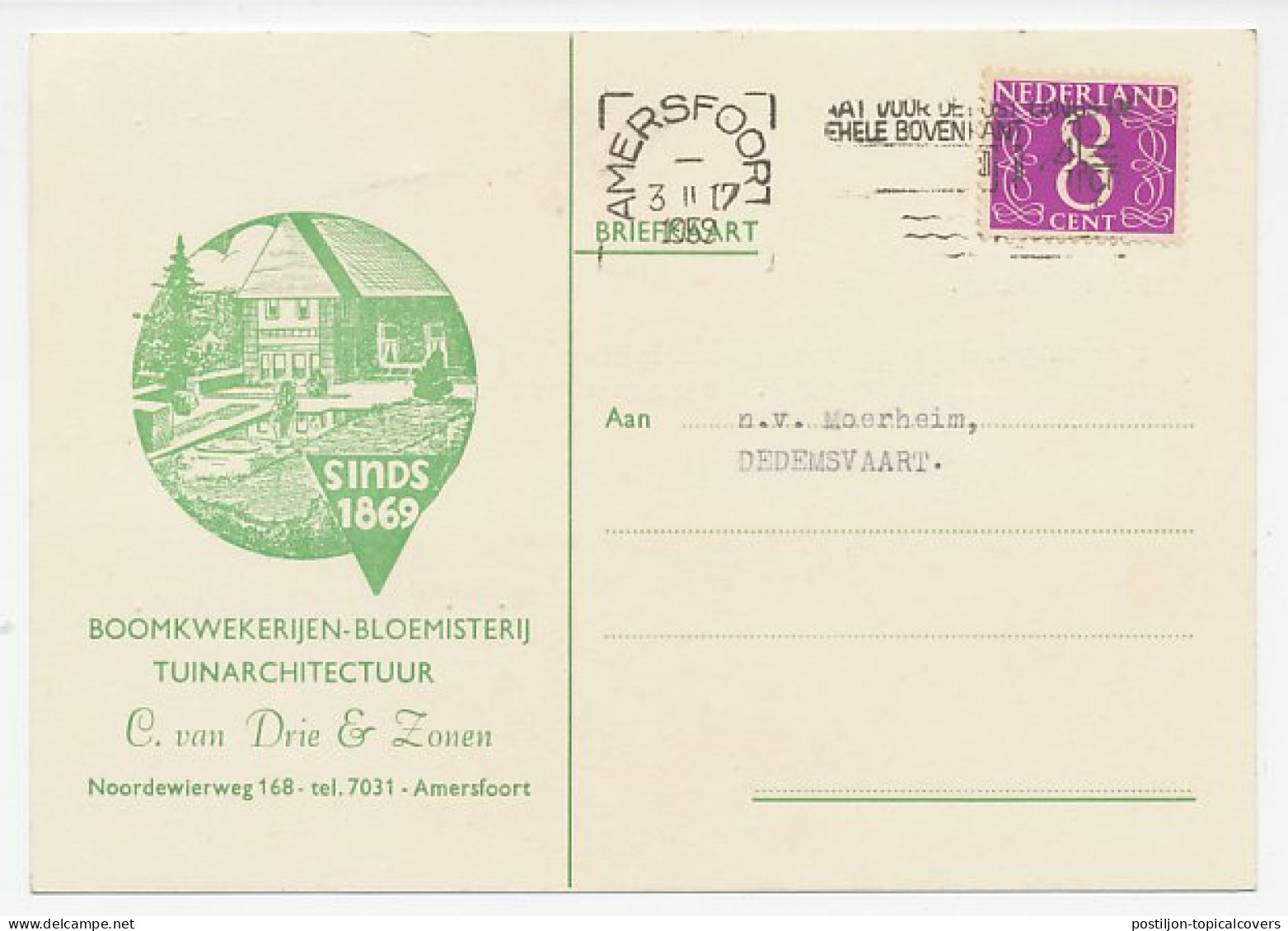 Firma Briefkaart Amersfoort 1959 - Boomkwekerij / Bloemisterij - Unclassified