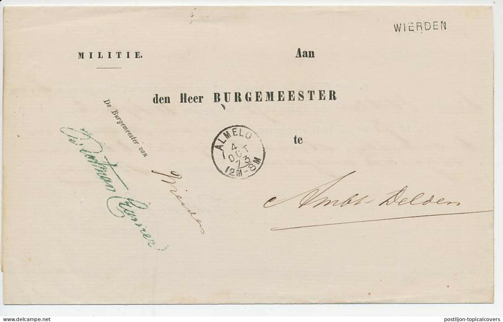 Naamstempel Wierden 1873 - Brieven En Documenten
