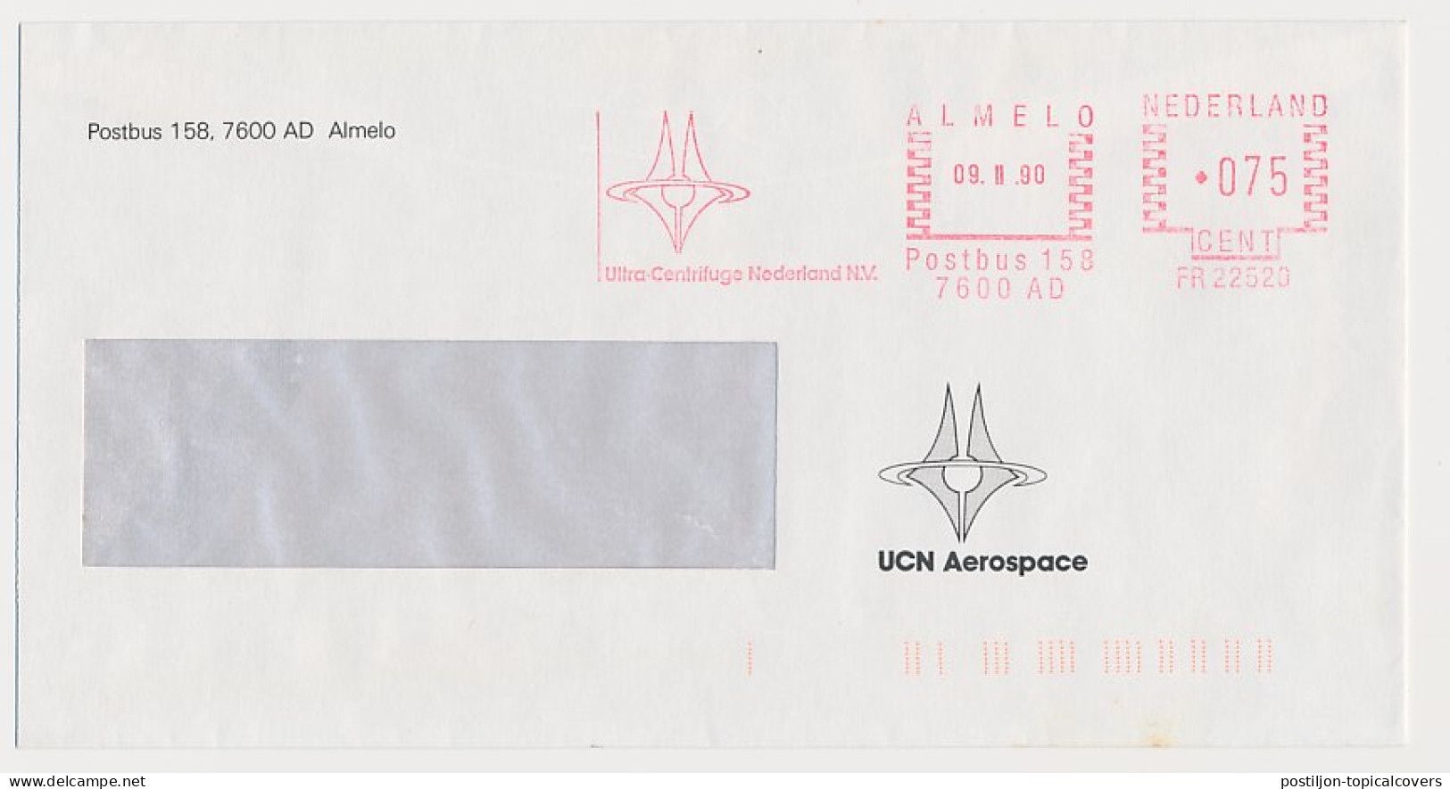 Meter Cover Netherlands 1990 Ultracentrifuge - UCN Aerospace  - Astronomy