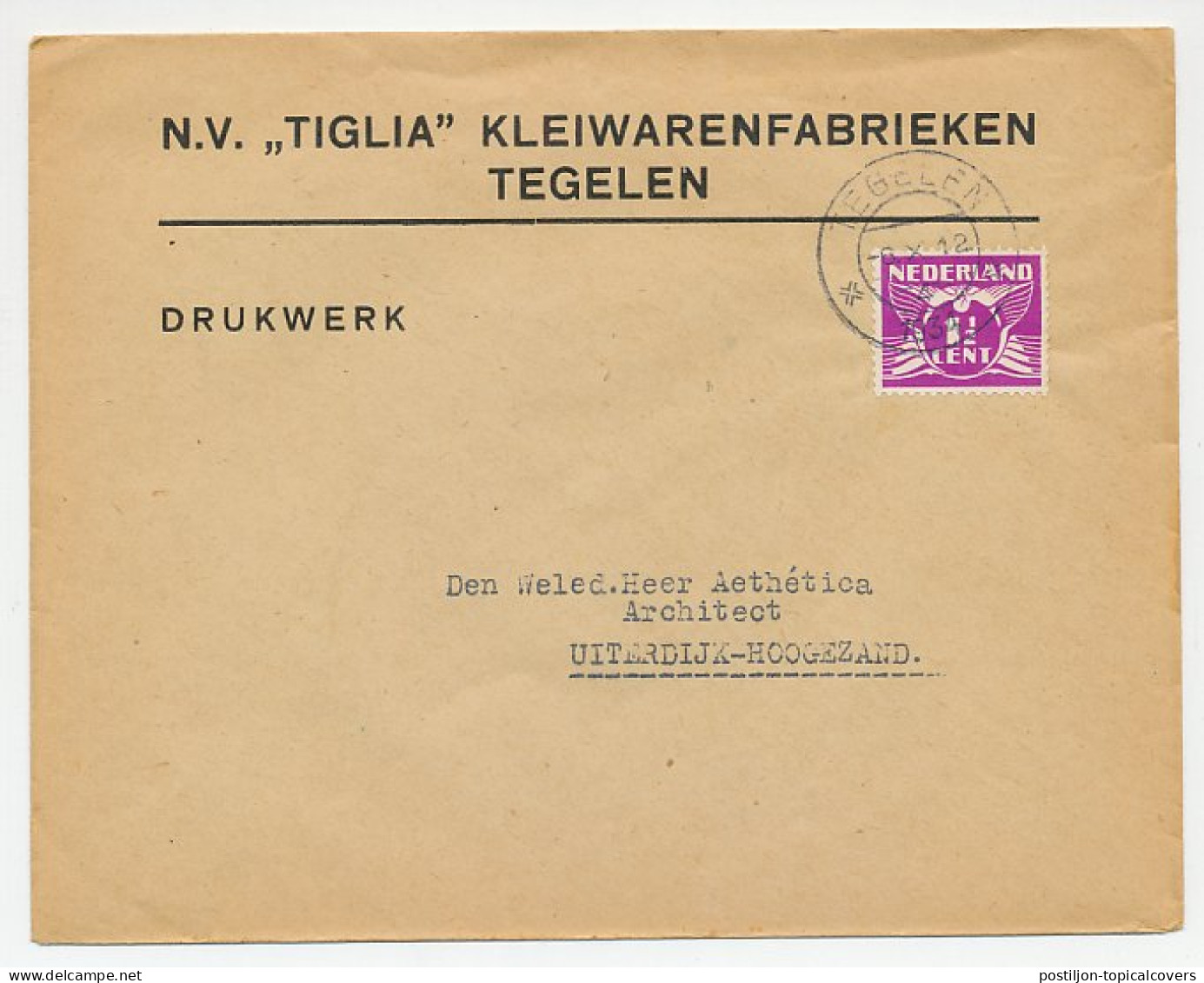 Firma Envelop Tegelen 1934 - Kleiwarenfabriek - Unclassified