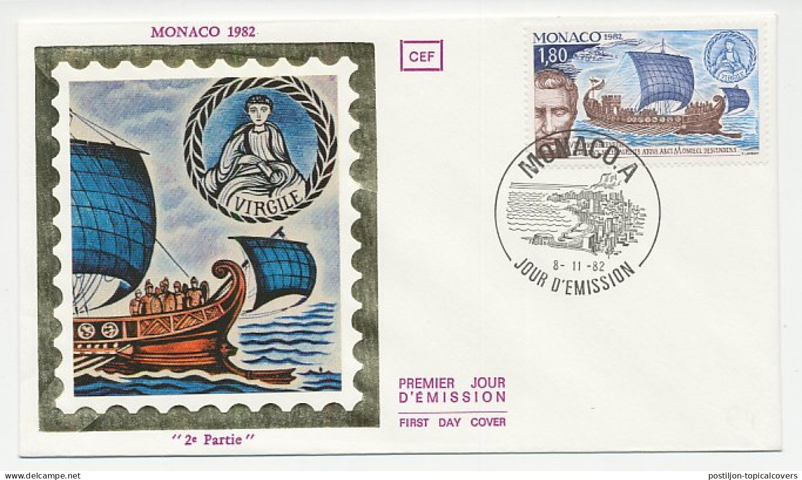 Cover / Postmark Monaco 1982 Virgil - Roman Poet - Julius Caesar - Writers
