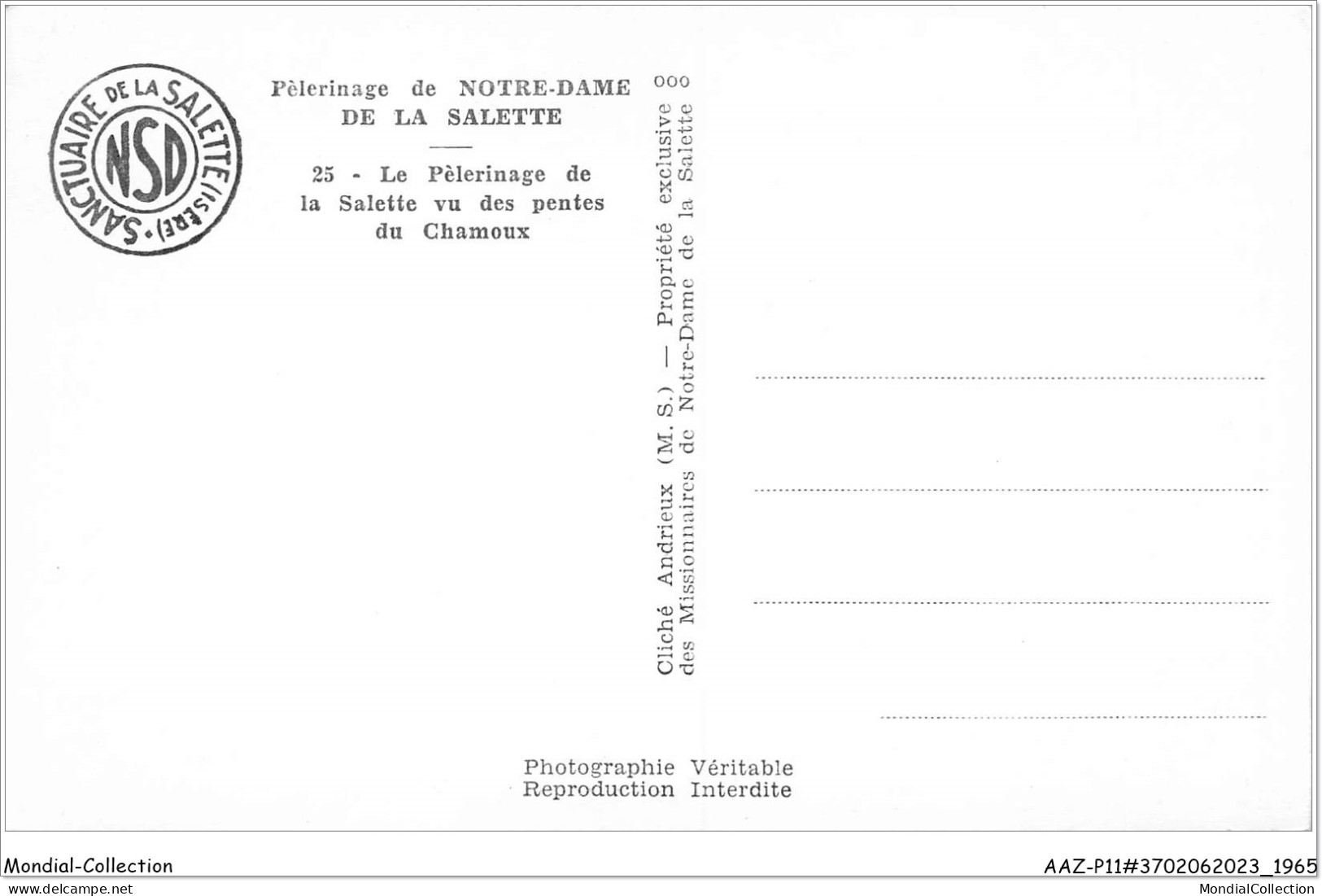 AAZP11-37-0987 - Pelerinage NOTRE DAME DE LA SALETTE - Le Pelerinage De LA SALETTE Vu Des Pentes  - La Salette