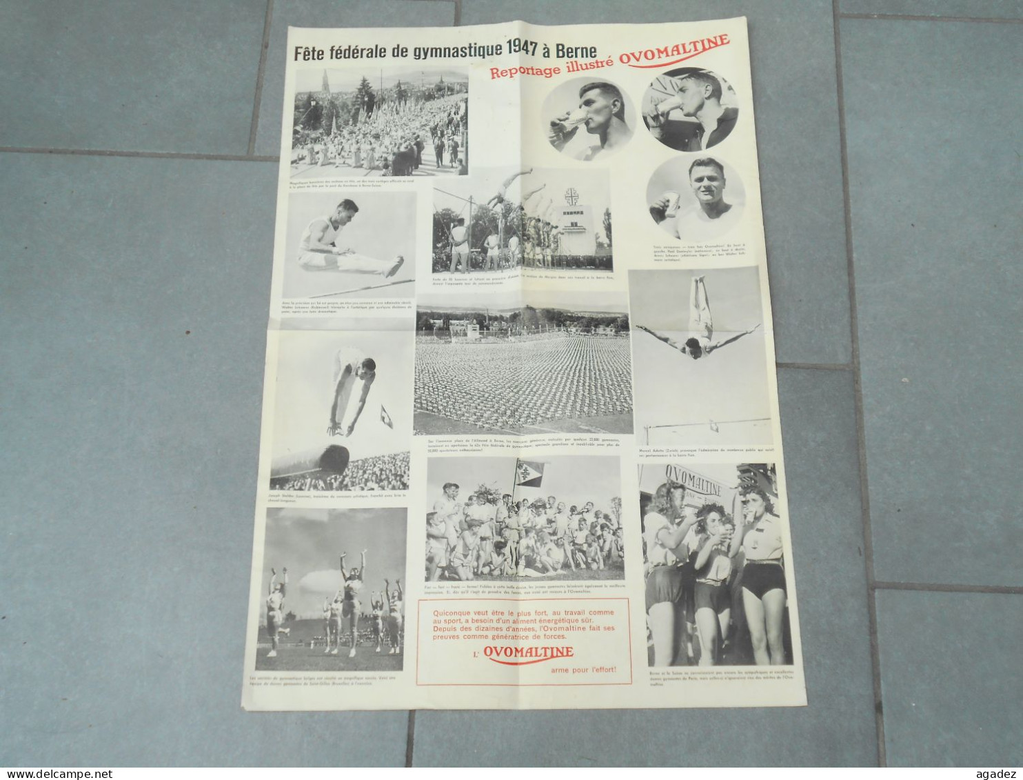 Ancienne Affiche 1947 Fête  De Gymnastique Berne Publicité Ovomaltine - Manifesti