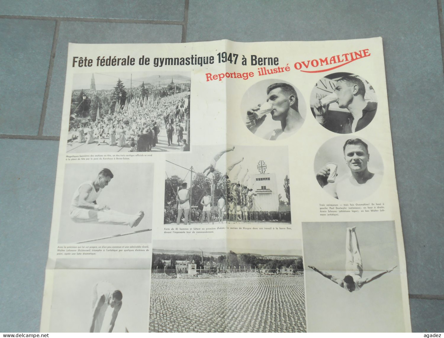 Ancienne Affiche 1947 Fête  De Gymnastique Berne Publicité Ovomaltine - Plakate