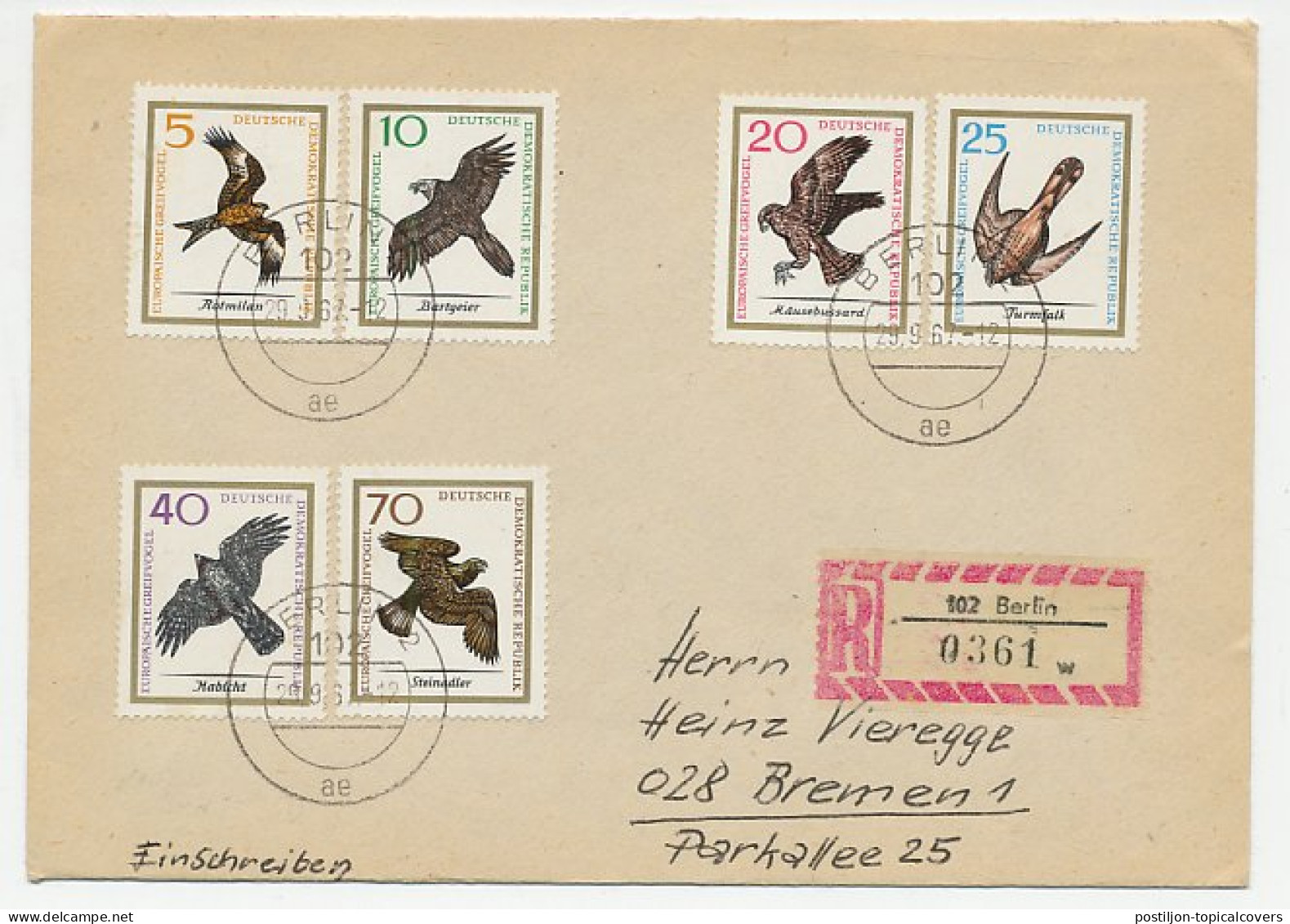 Registered Cover Germany / DDR 1967 Birds Of Prey - Sonstige & Ohne Zuordnung