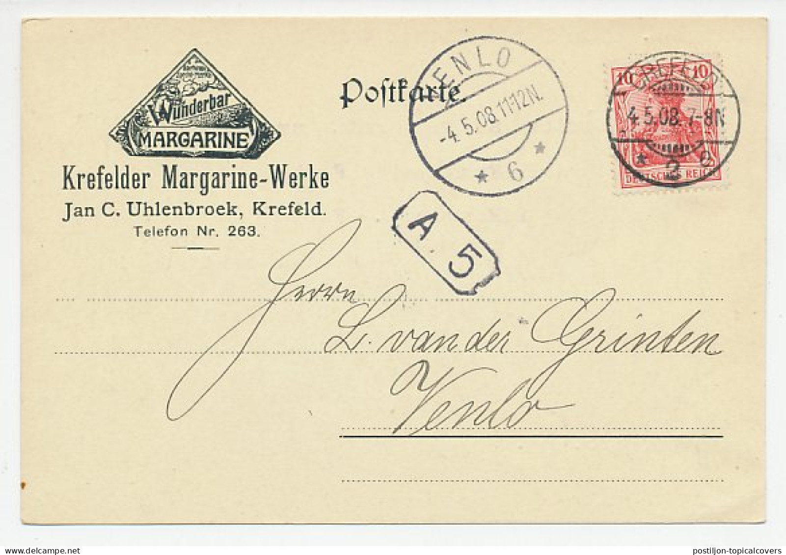 Illustrated Card Deutsches Reich / Germany 1908 Margarine - Butter - Alimentation