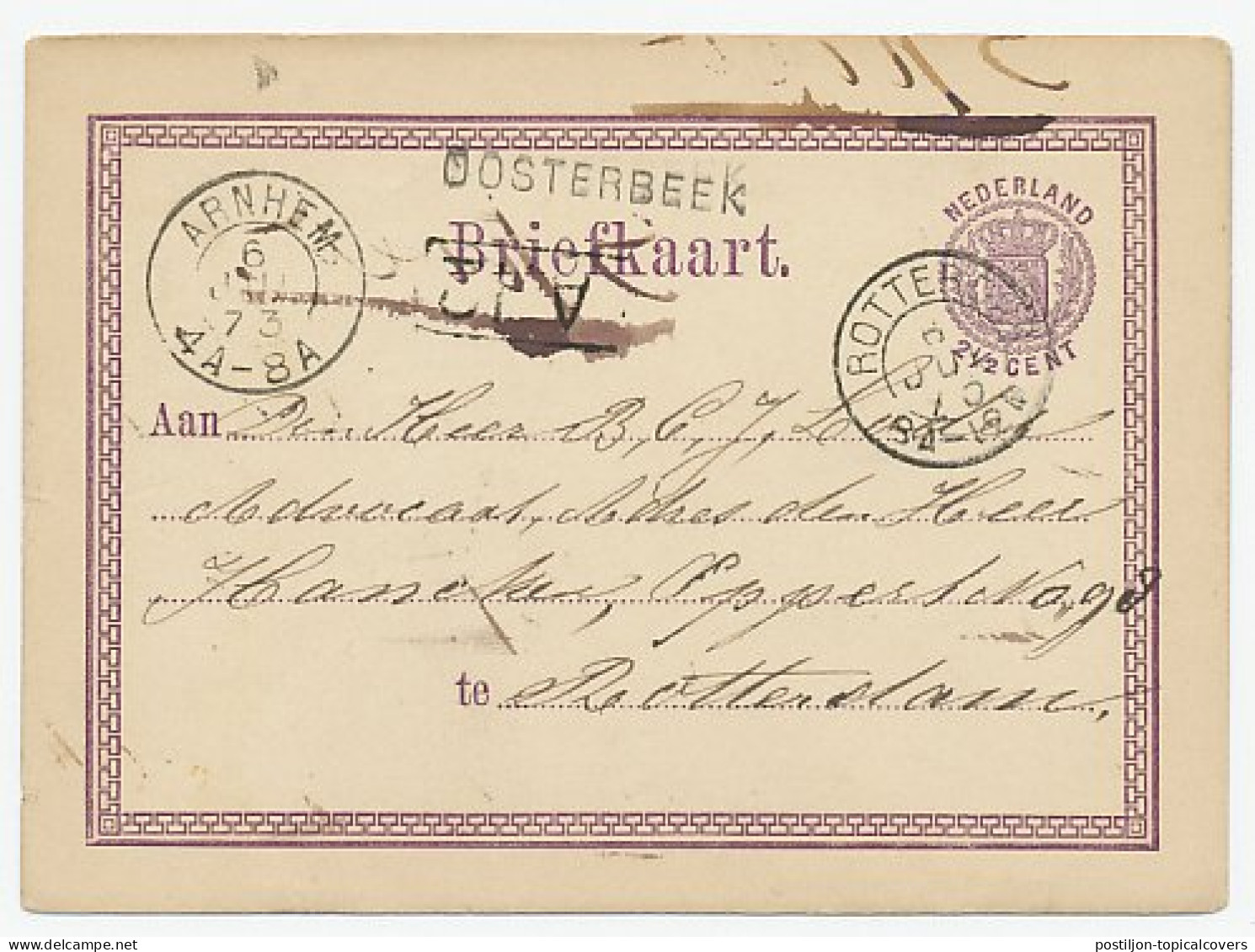 Naamstempel Oosterbeek 1873 - Lettres & Documents