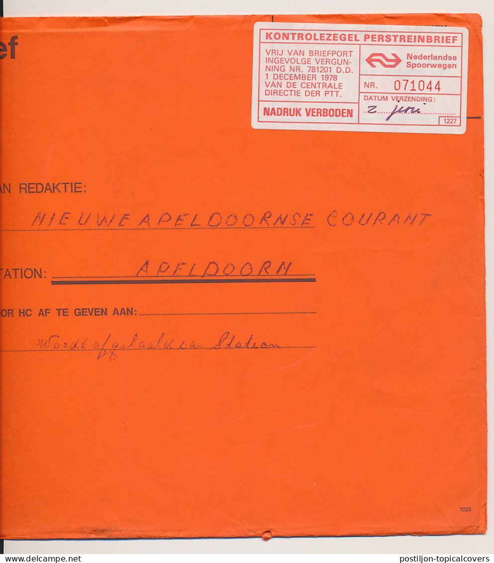 Complete Perstreinbrief / Kontrolezegel NS Amsterdam - Apeldoorn ( 1979 ) - Unclassified