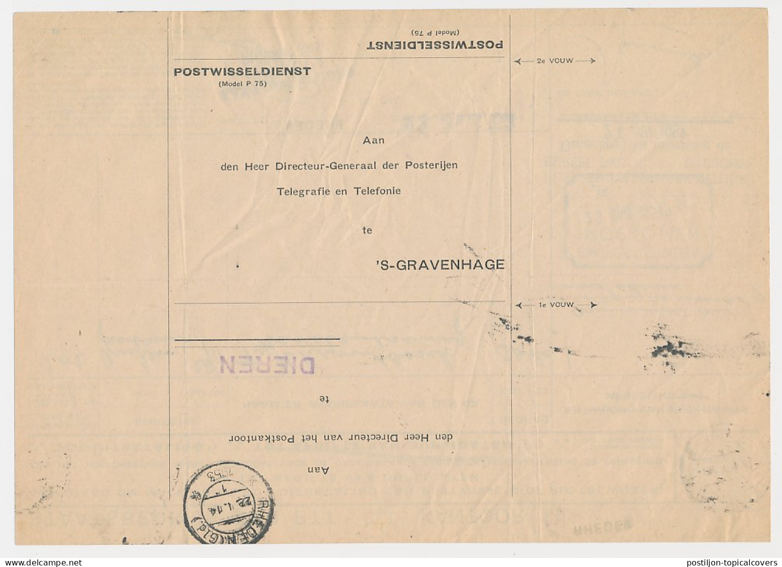 Em. En Face Rheden 1953 - Machtiging Tot Uitbetaling Postwissel - Unclassified