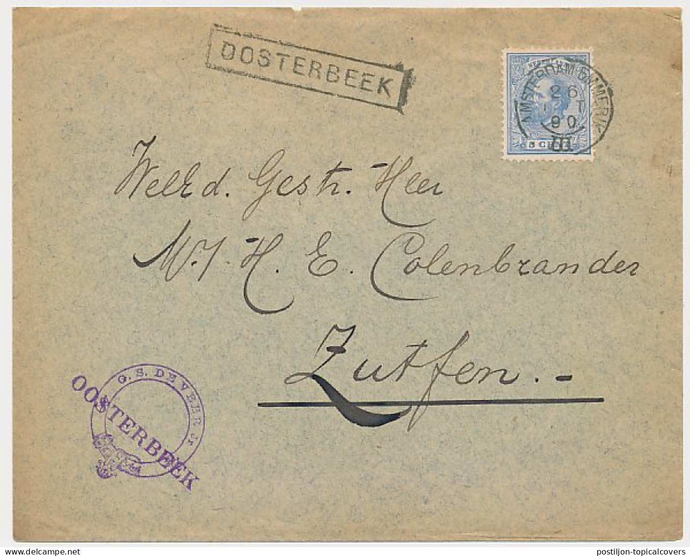 Trein Haltestempel Oosterbeek 1890 - Covers & Documents