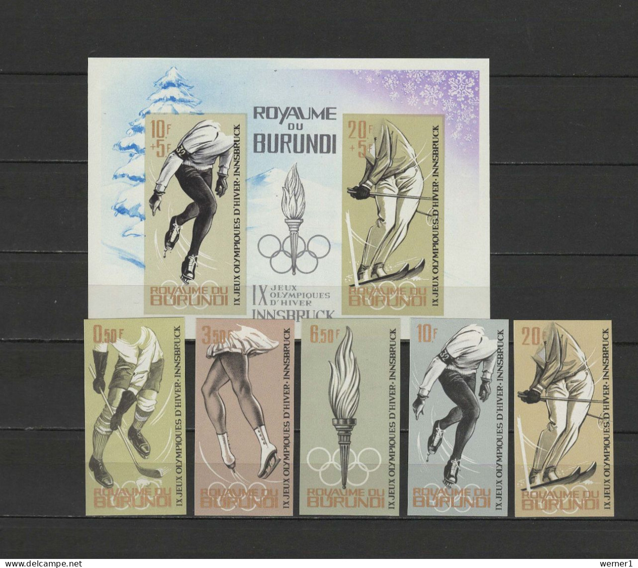 Burundi 1964 Olympic Games Innsbruck Set Of 5 + S/s Imperf. MNH -scarce- - Inverno1964: Innsbruck