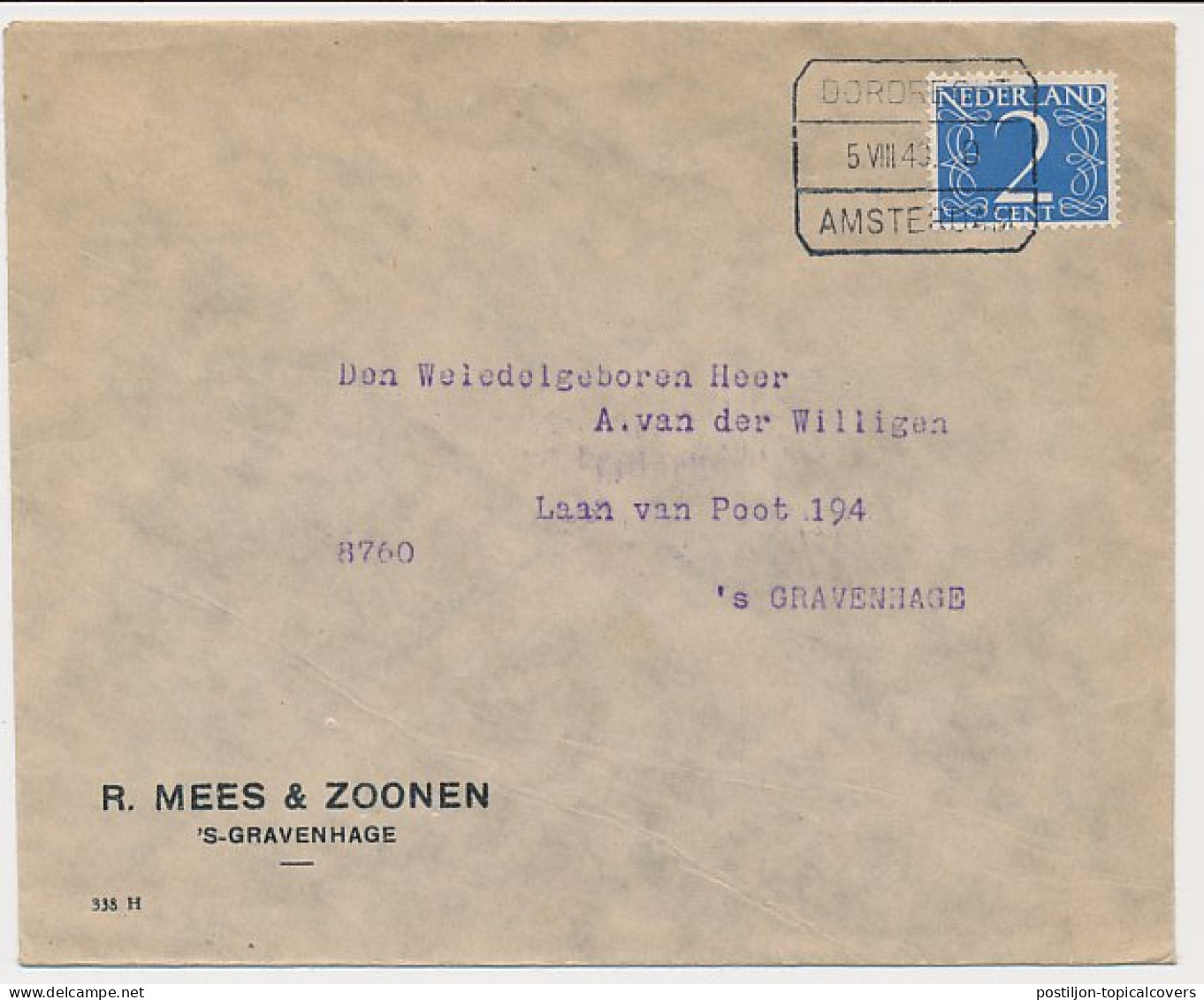 Treinblokstempel : Dordrecht - Amsterdam D 1949 - Unclassified