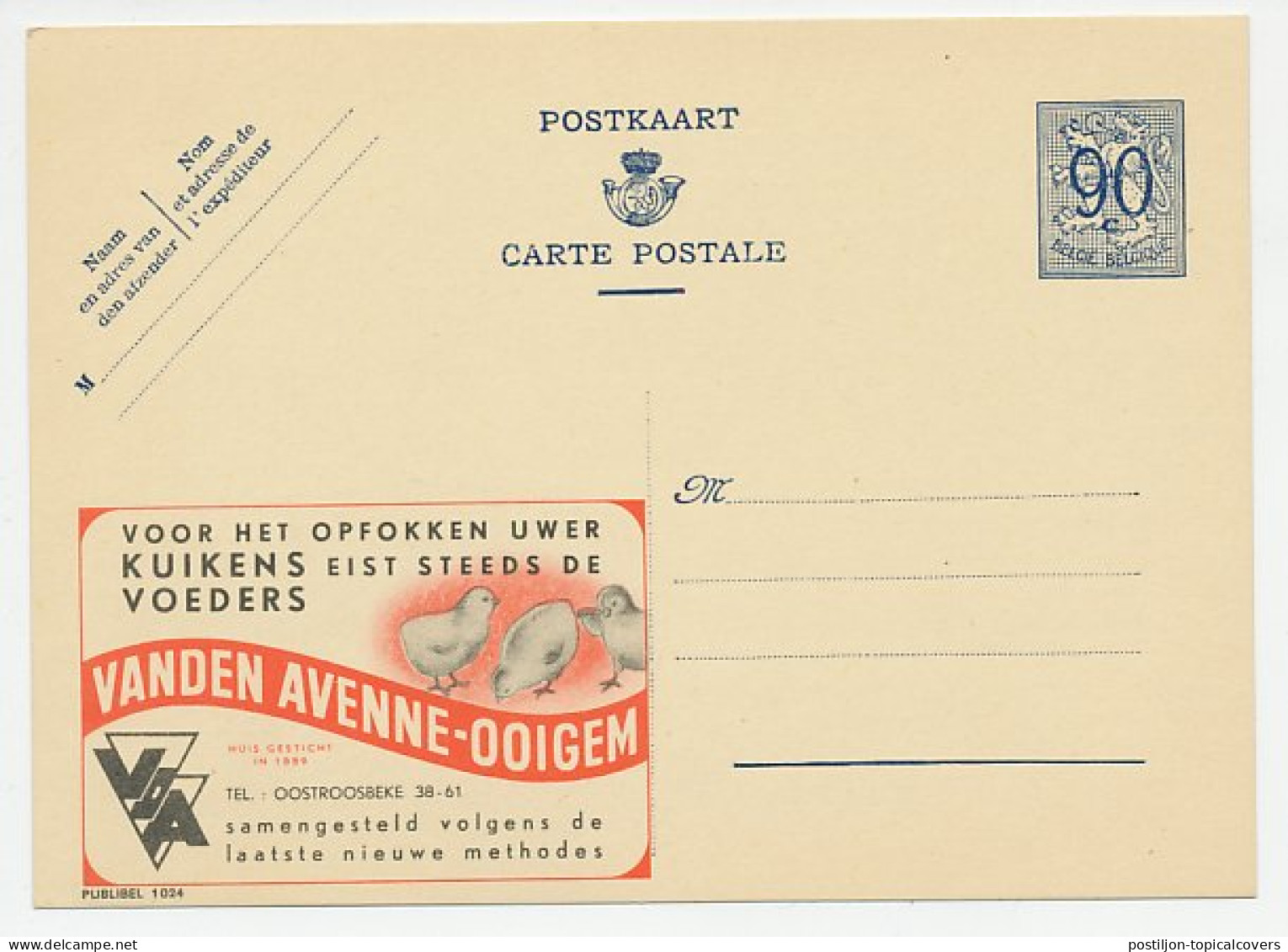 Publibel - Postal Stationery Belgium 1951 Chickens - Rearing - Farm