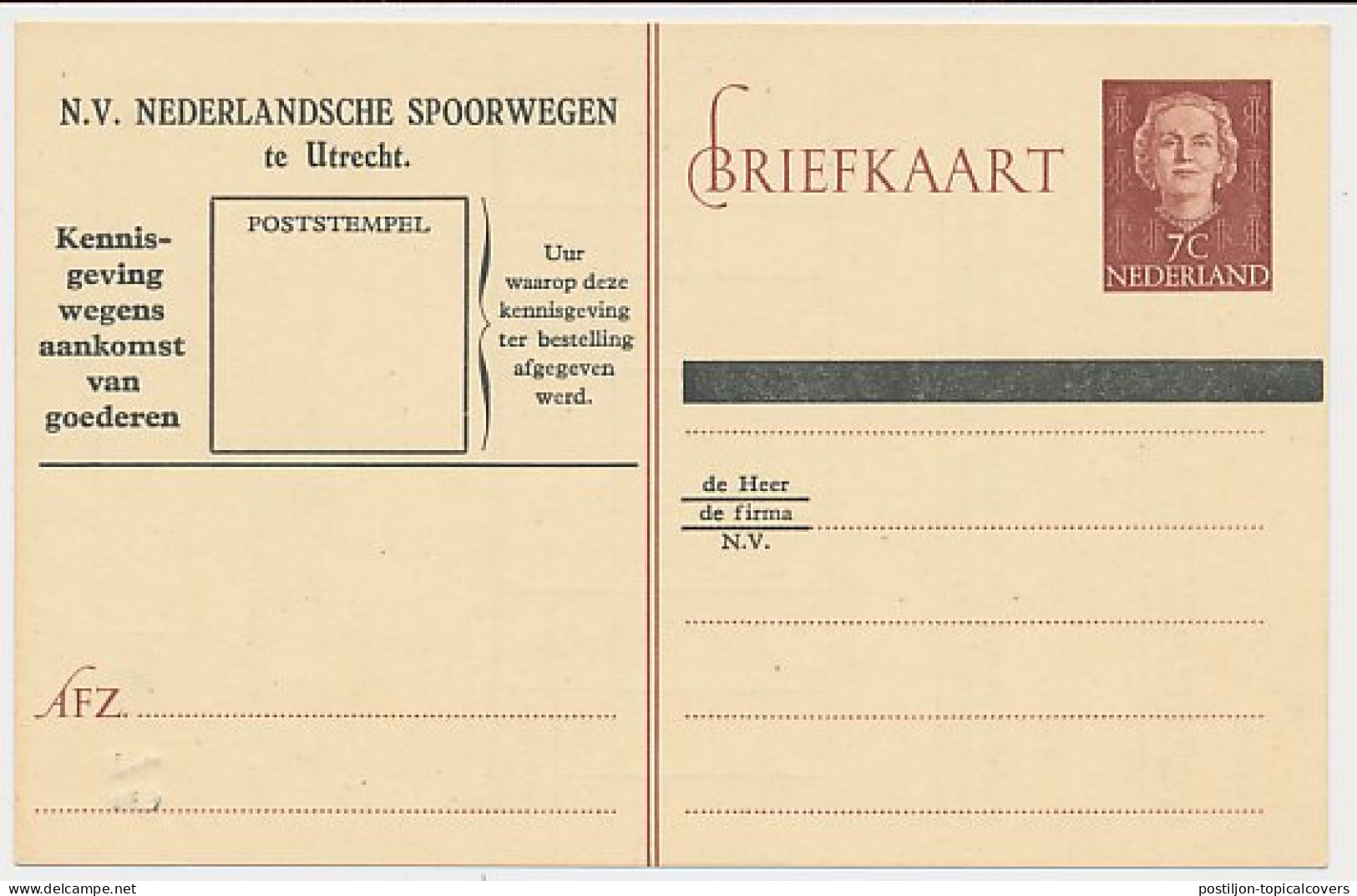 Spoorwegbriefkaart G. NS309 A - Postal Stationery