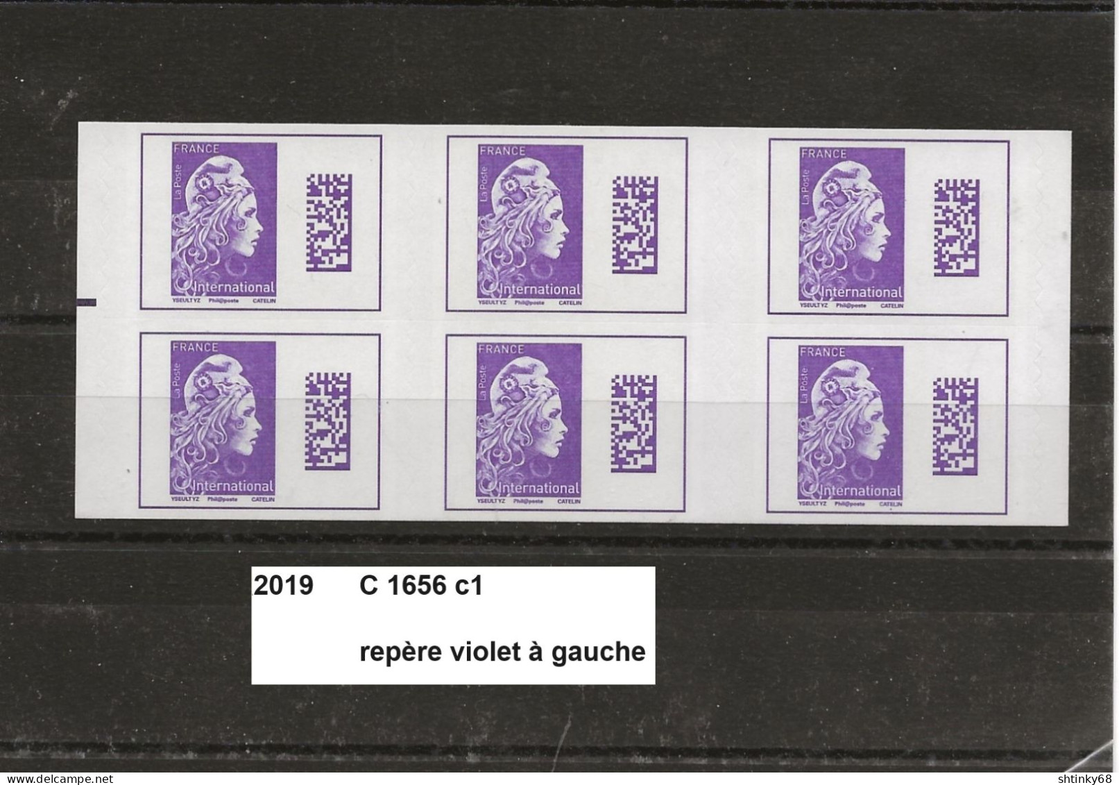 Variété Carnet De 2019 Neuf** Y&T N° C 1656 C1 Repère Violet à Gauche - Carnets