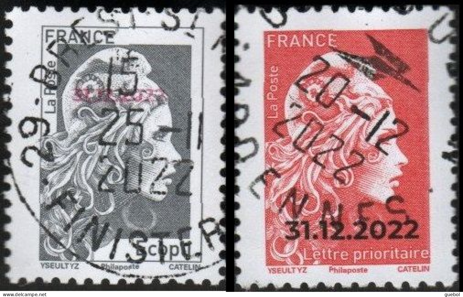 France Oblitération Cachet à Date N° 5642 A Et 5642 B ** Marianne L'engagée, écopli Et Prioritaire Surchargés 31.12.2022 - Used Stamps