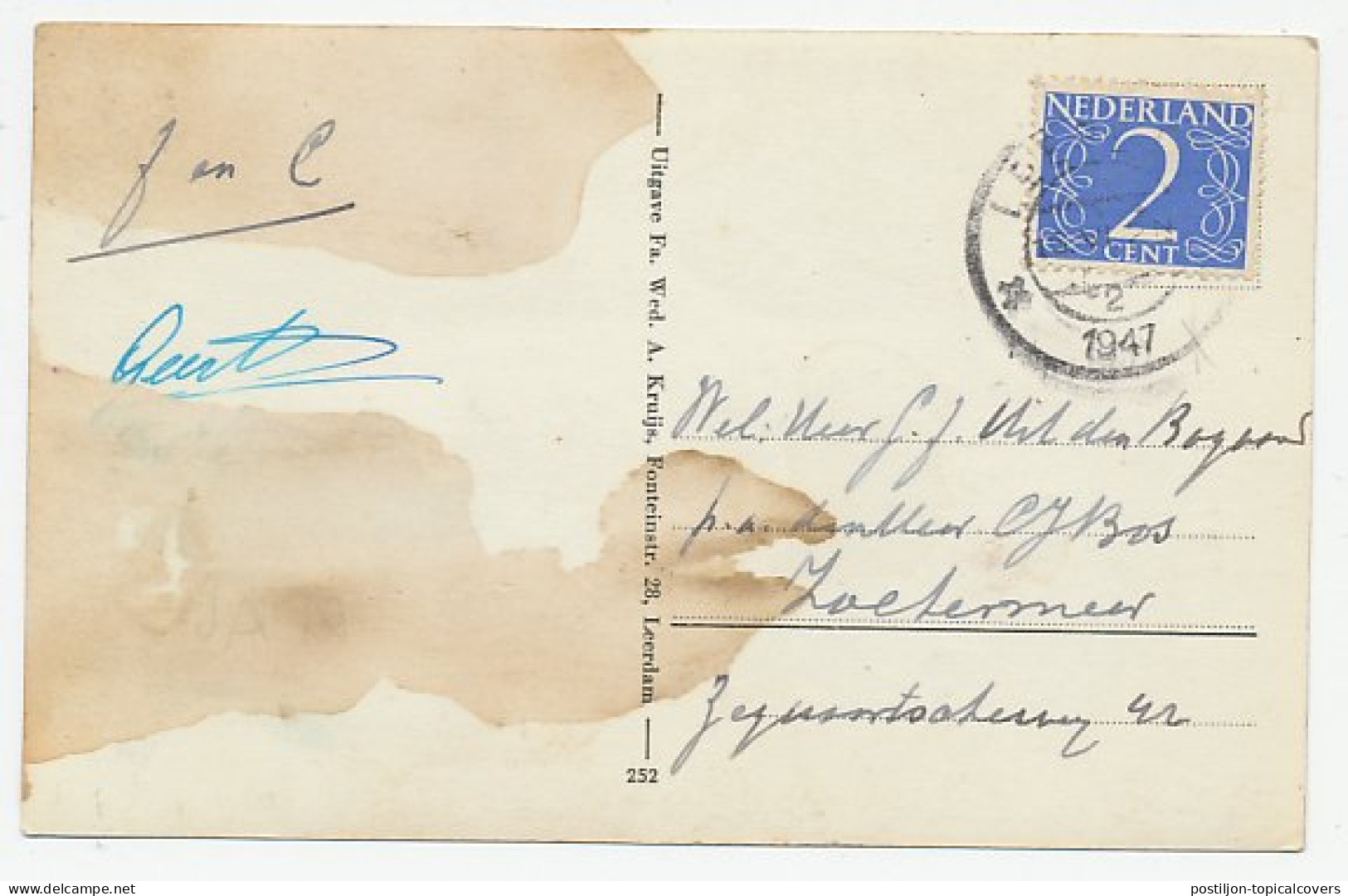 Prentbriefkaart Postkantoor Leerdam1947 - Other & Unclassified