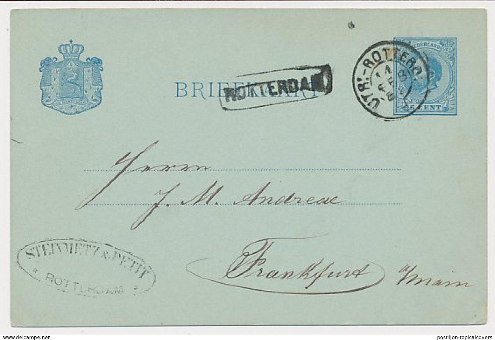 Trein Haltestempel Rotterdam 1882 - Lettres & Documents