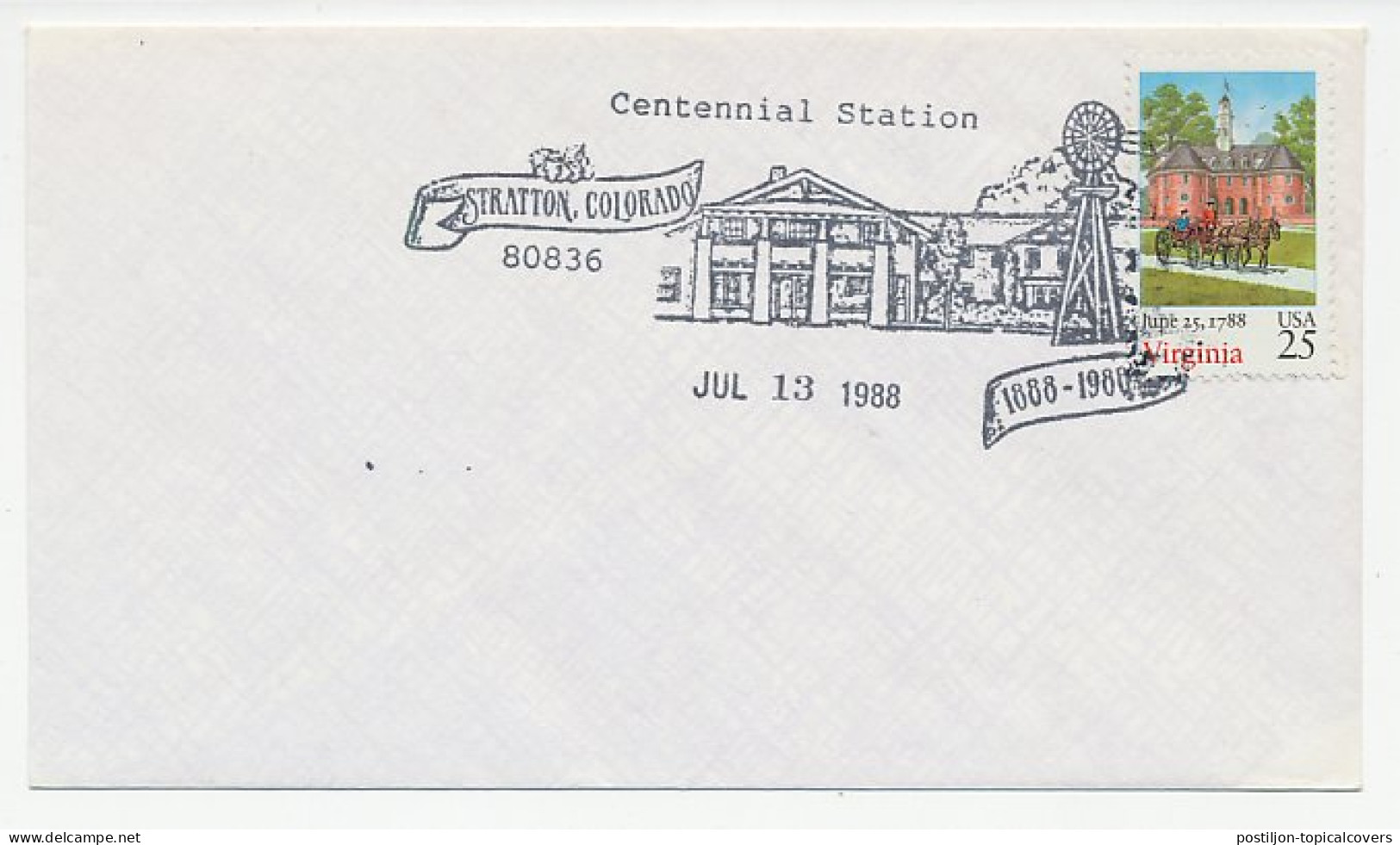 Cover / Postmark USA 1988 Windmill - Mühlen