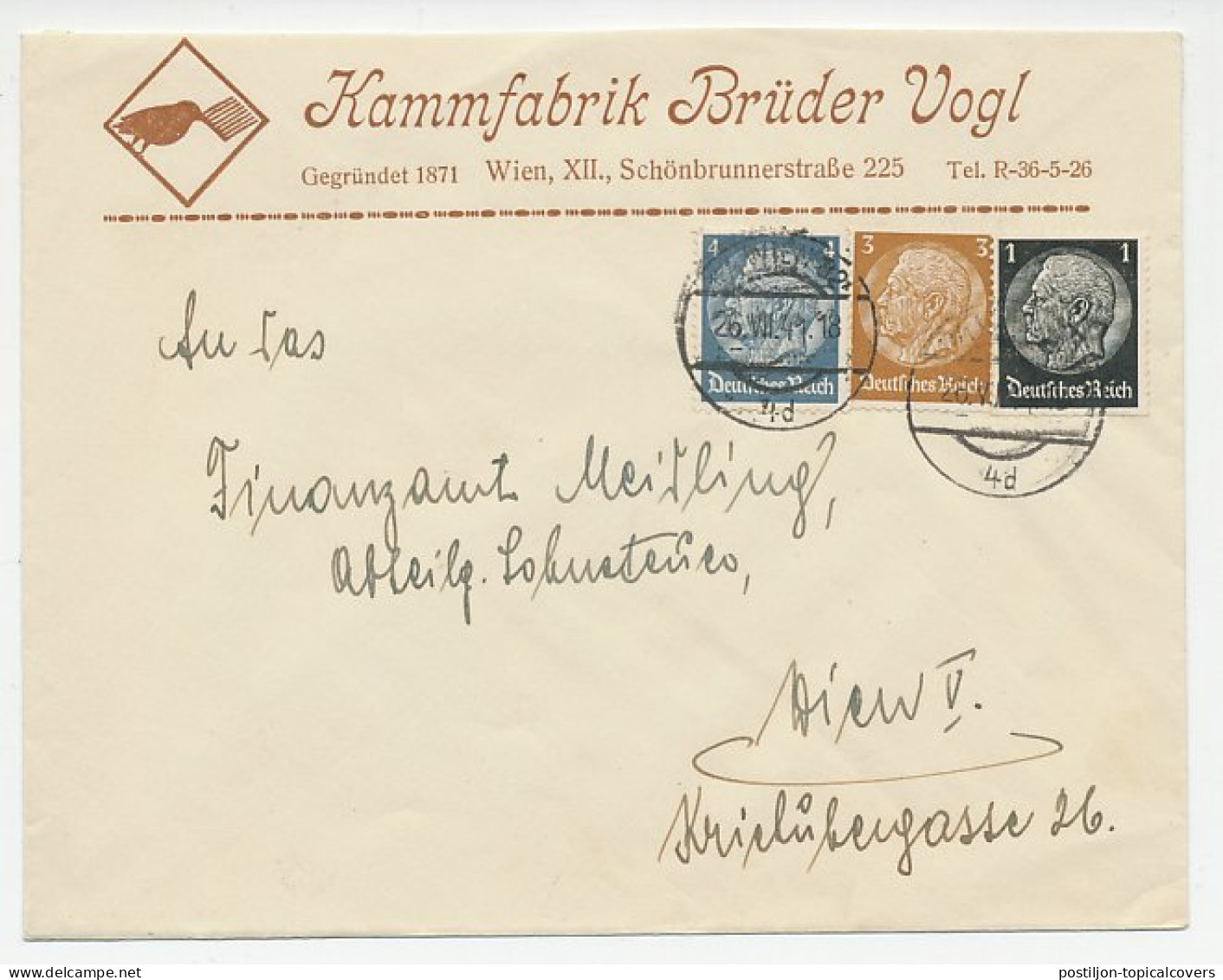 Illustrated Meter Cover Deutsches Reich / Germany / Austria 1941 Comb Factory - Other & Unclassified