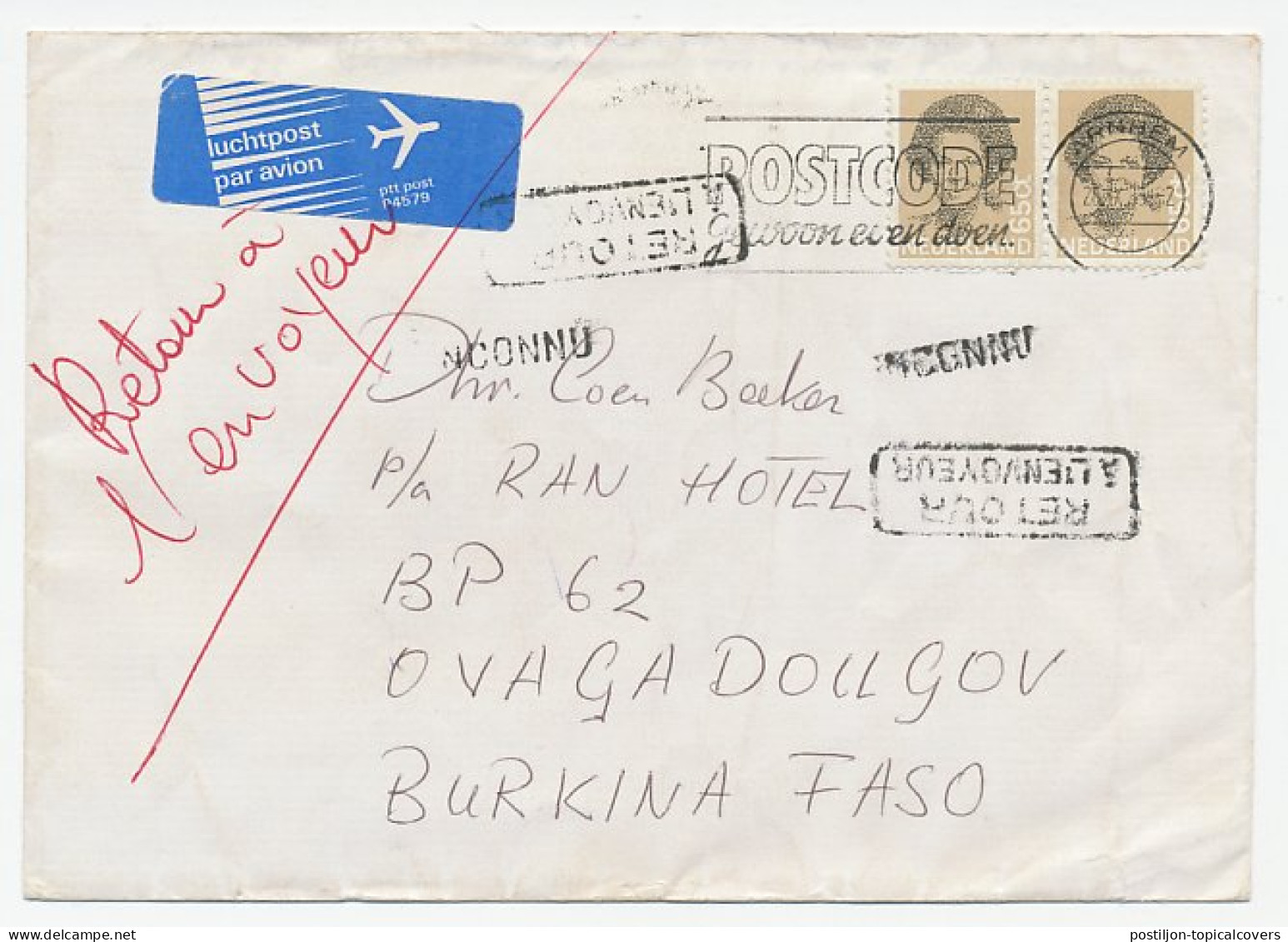 Arnhem - Burkina Faso 1985 - Onbestelbaar - Retour - Ohne Zuordnung