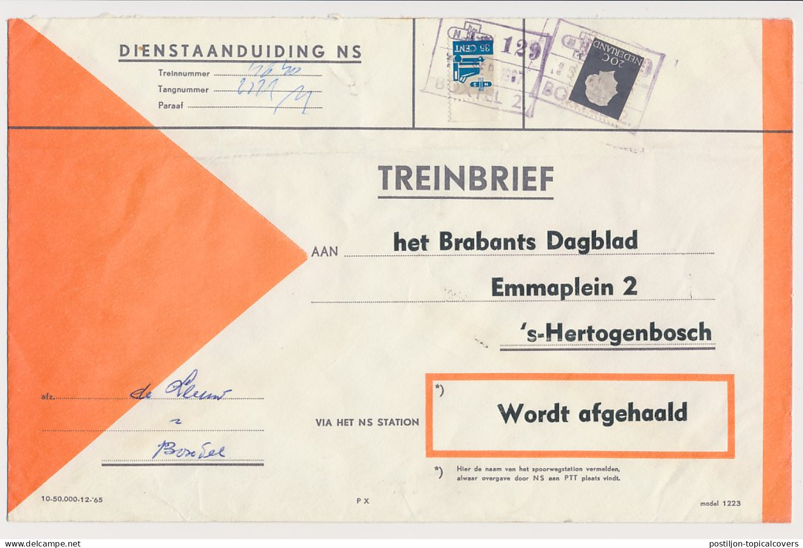 Treinbrief Boxtel - S Hertogenbosch 1967 - Unclassified