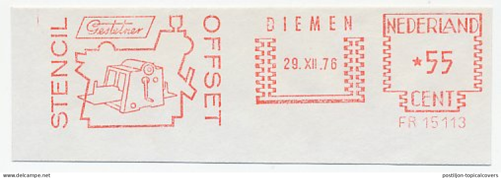 Meter Cut Netherlands 1976 Printing Machine - Gestetner - Autres & Non Classés