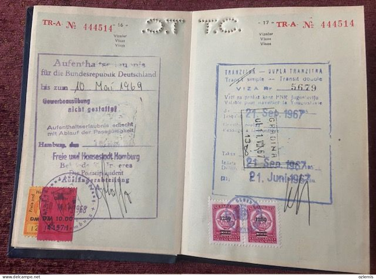 PASSPORT  PASSEPORT, 1964  ,USED,DEUTSCHLAND,YOUGOSLAVIA ,,VİSA AND FISCAL