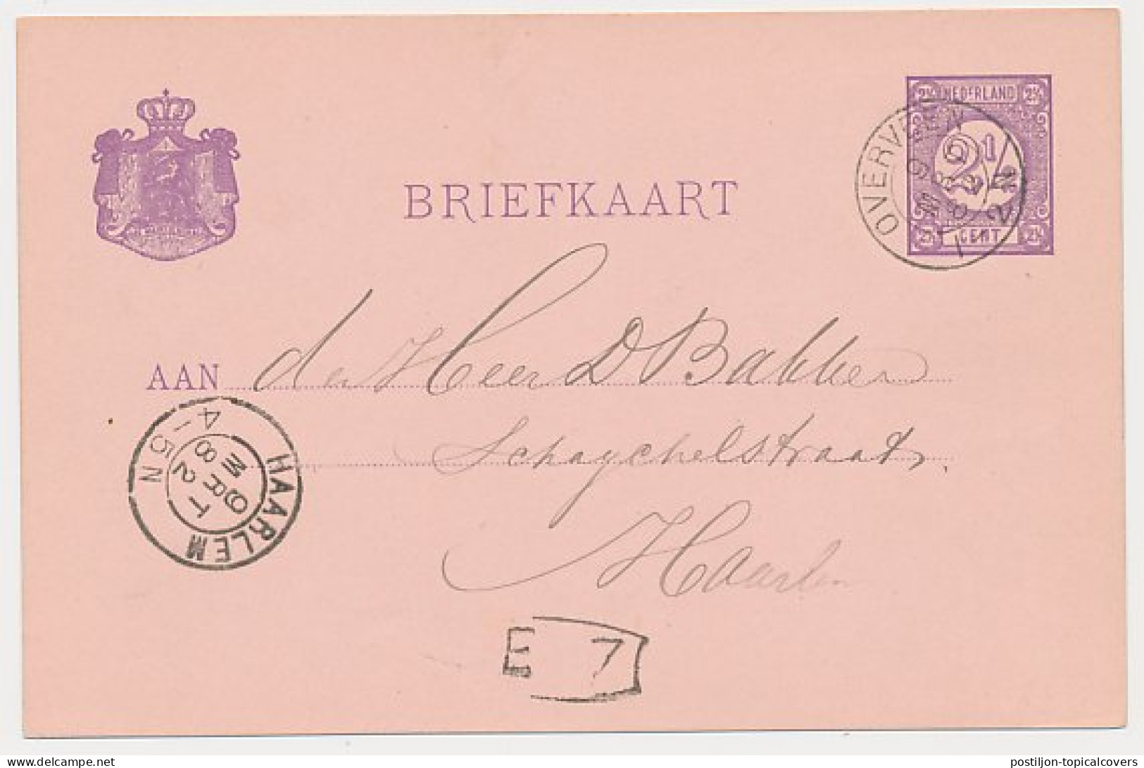Kleinrondstempel Overveen 1882 - Ohne Zuordnung