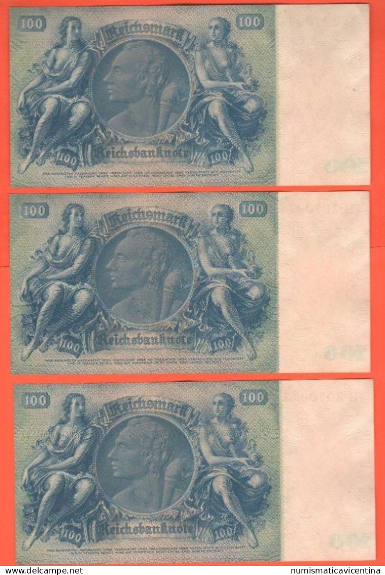 Germany 3 X 100 Reichsmark 1935 Liebig Allemagne Numeri Consecutivi Consecutive Series Numbers - 100 Reichsmark