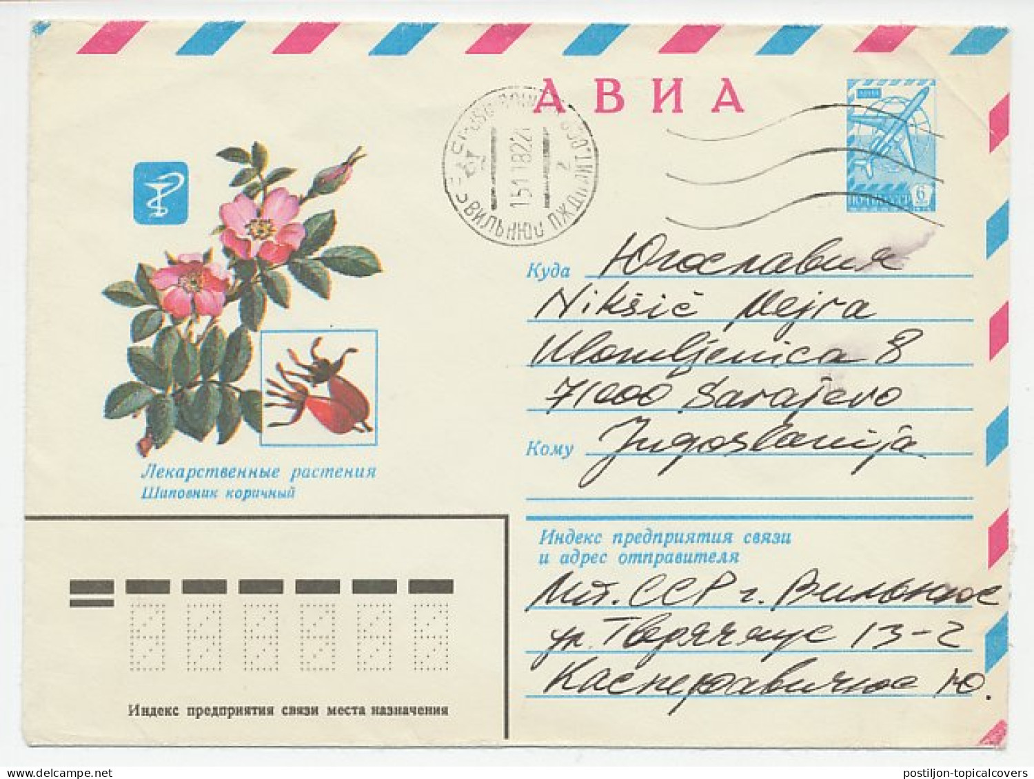 Postal Stationery Soviet Union 1982 Medicinal Herbs - Dog Rose - Sonstige & Ohne Zuordnung