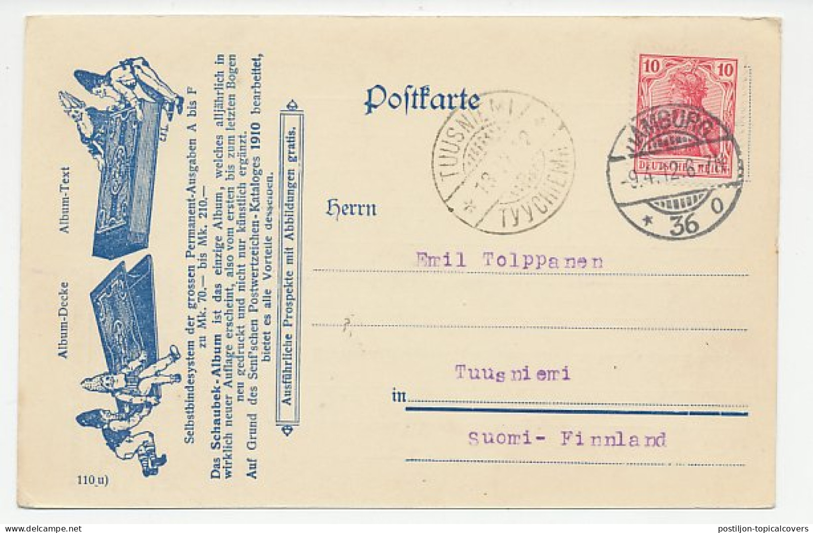 Illustrated Card Deutsches Reich / Germany 1912 Stamp Album - Schaubek - Gnome - Sonstige & Ohne Zuordnung
