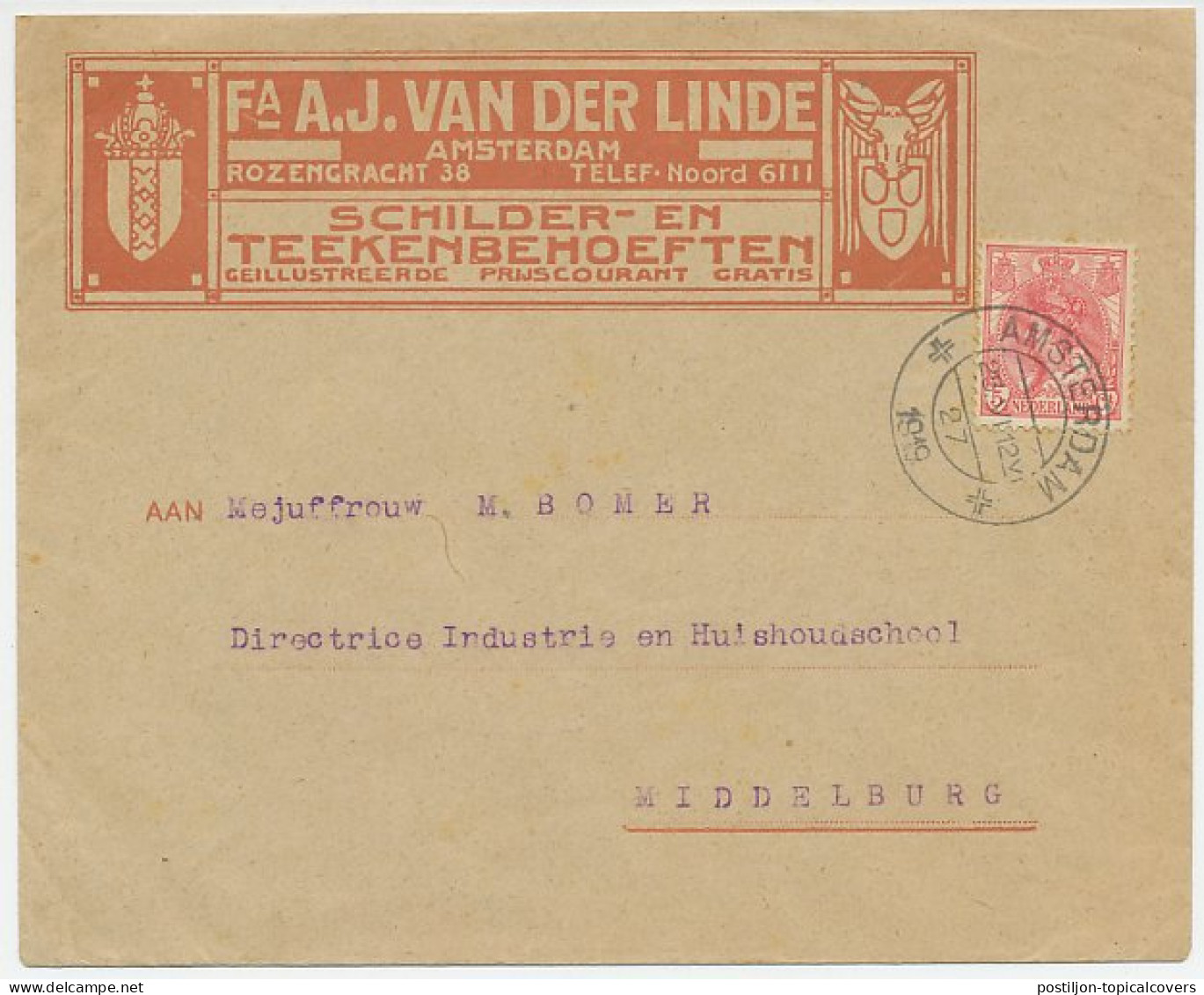 Firma Envelop Amsterdam 1919 - Schilder- En Teekenbehoeften - Sin Clasificación