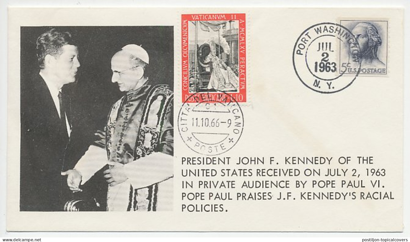 Cover / Postmark USA 1963 - Vatican 1966 John F. Kennedy - Pope Paul VI - 25 Covers Exist - Other & Unclassified