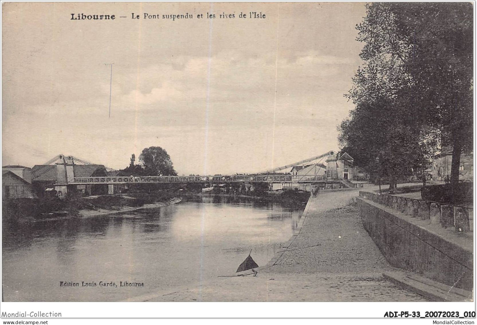 ADIP5-33-0380 - LIBOURNE - Le Pont Suspendu Et Les Rives De L'isle  - Libourne