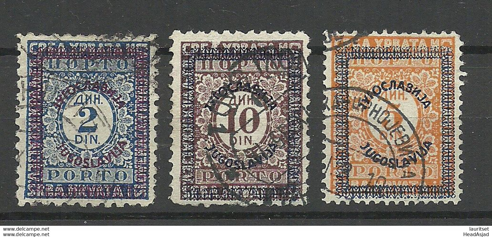 Jugoslavija SERBIEN SERBIA Croatia 1933 Portomarken Postage Due, 3 Stamps With Overprint, O - Segnatasse