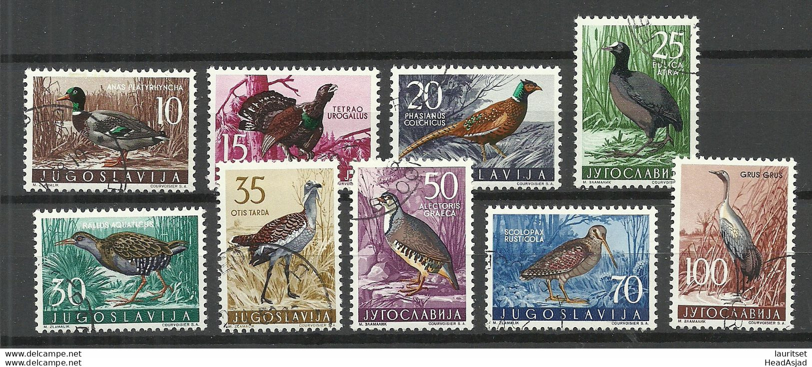 Jugoslawien JUGOSLAVIJA 1958 Michel 842 - 850 O Birds V√∂gel - Andere & Zonder Classificatie