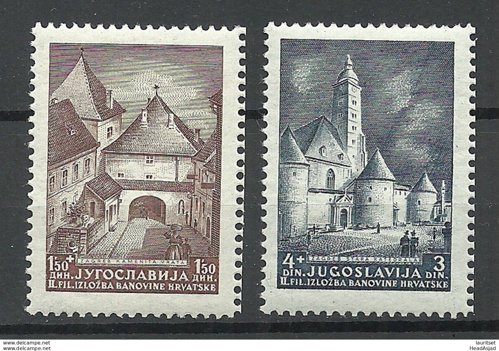 Jugoslavija KROATIA Kroatien 1941 Michel 347 - 348 Briefmarkenausstellung Zagreb MNH - Neufs