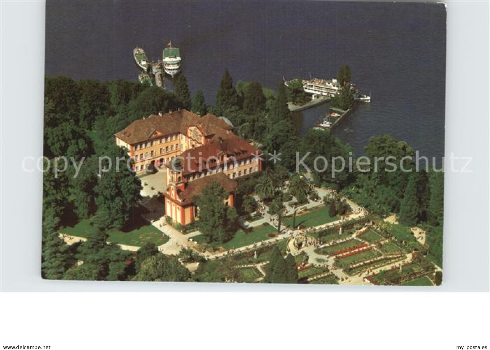 72503719 Insel Mainau Fliegeraufnahme Schloss Kirche Rosengarten Insel Mainau - Konstanz