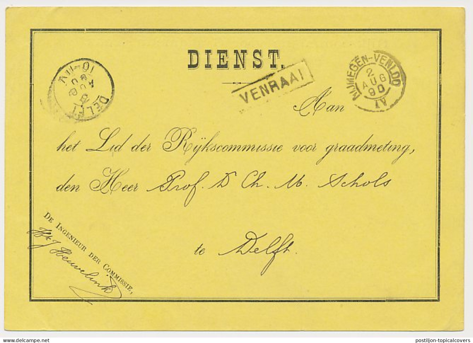 Trein Haltestempel Venraai 1890 - Lettres & Documents