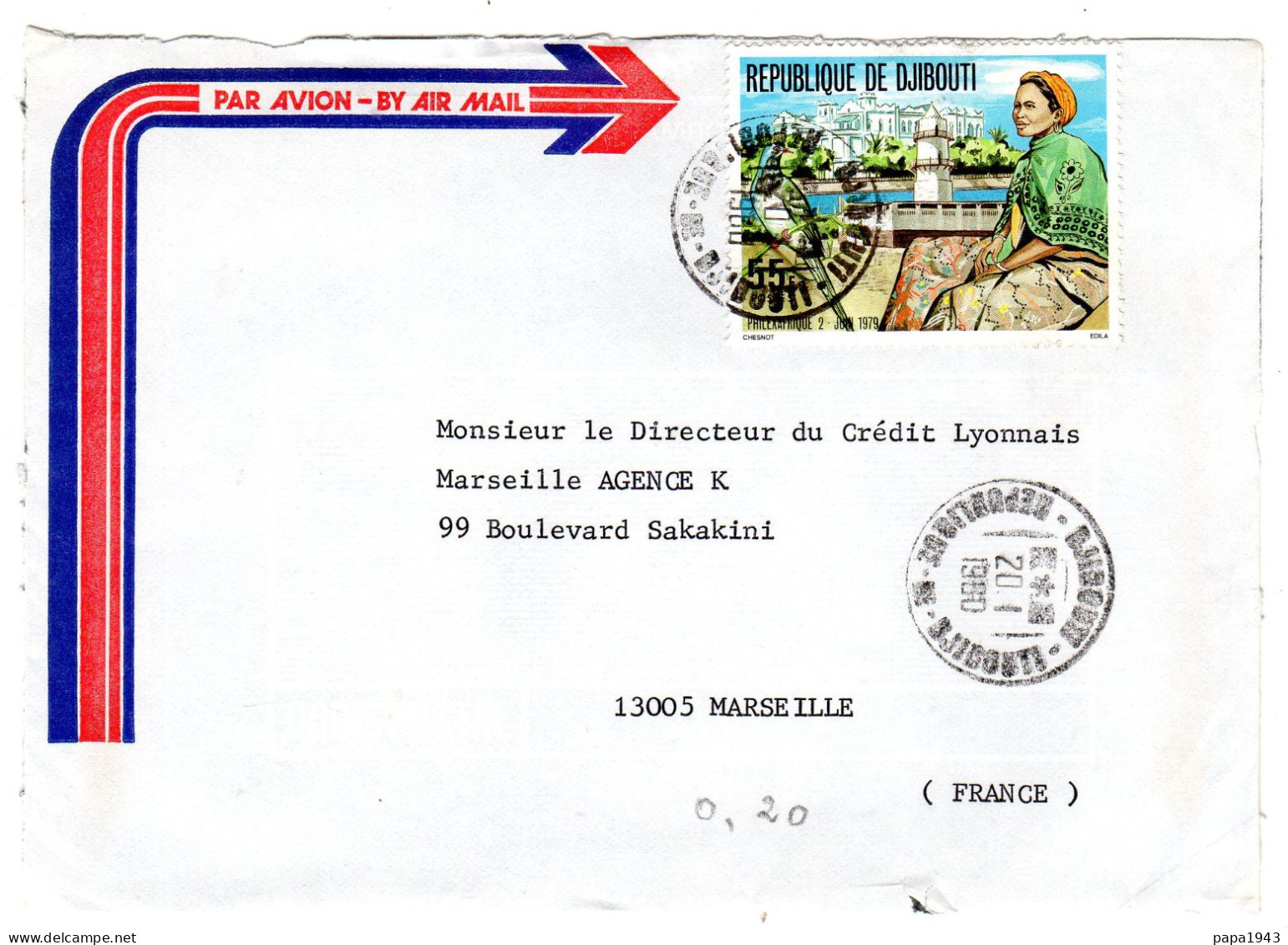 1960   De La REPUBLIQUE DE DJIBOUTI Nvoyée à MARSEILLE - Djibouti (1977-...)